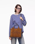 The Suede Leather Medium Tote - Koppar