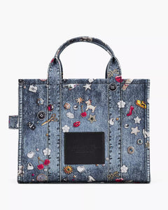 The Trompe L'oeil Trinket Canvas Tote Bag - Medium Wash Multi