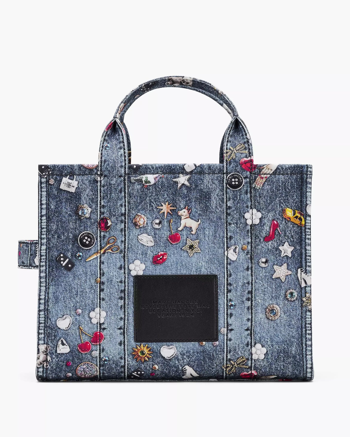 The Trompe L'oeil Trinket Canvas Tote Bag - Medium Wash Multi