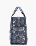 The Trompe L'oeil Trinket Canvas Tote Bag - Medium Wash Multi
