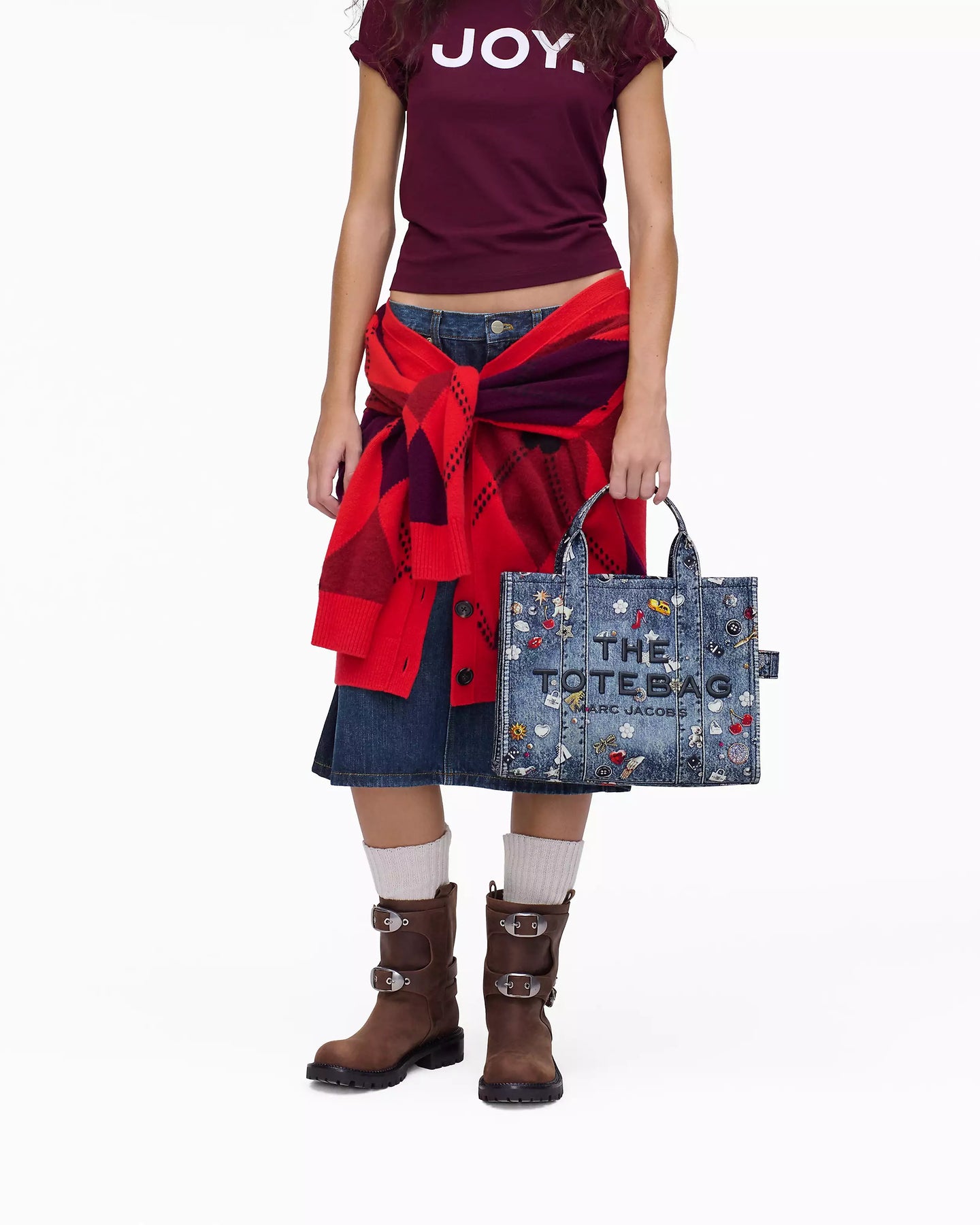 The Trompe L'oeil Trinket Canvas Tote Bag - Medium Wash Multi
