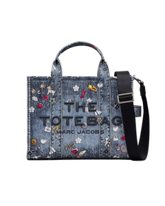 The Trompe L'oeil Trinket Canvas Tote Bag - Medium Wash Multi