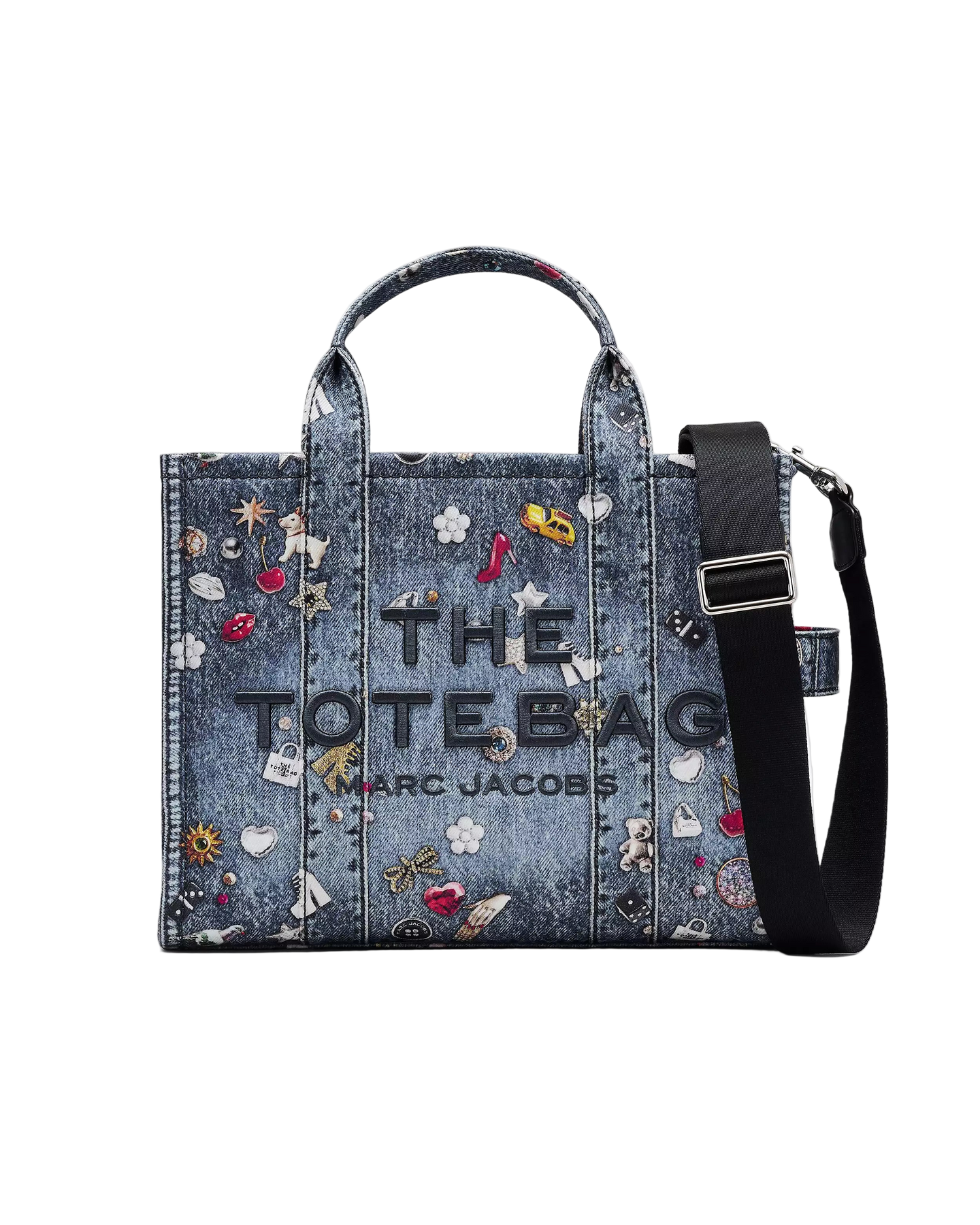 The Trompe L'oeil Trinket Canvas Tote Bag - Medium Wash Multi