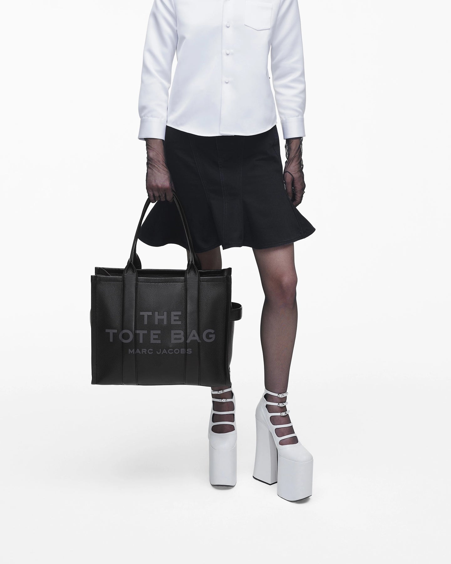 The Leather Large Tote - Svart