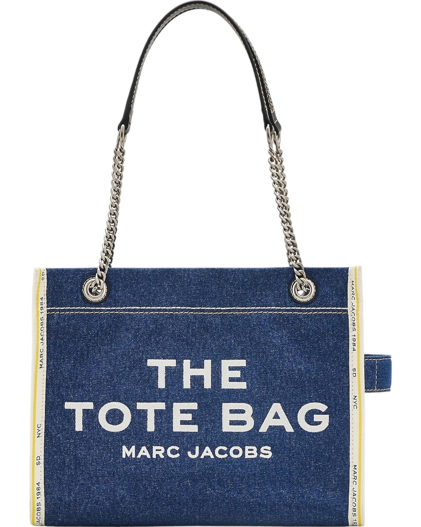 The Denim Chain Medium Tote - Dark Wash
