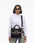 The Medium White Stripe Tote - Svart