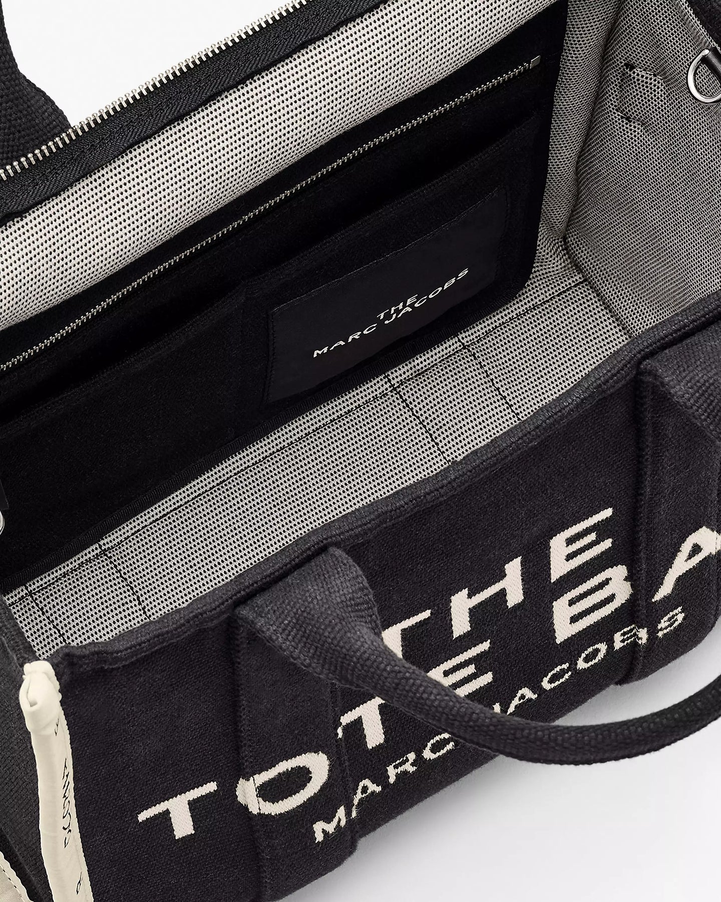 The Medium White Stripe Tote - Svart