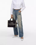 The Medium White Stripe Tote - Svart