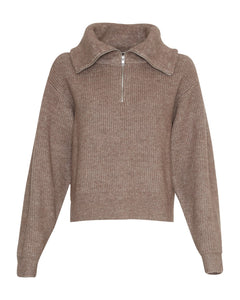 Gytta Zip Pullover - Walnut Melange