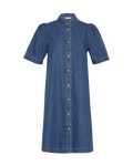 Shayla Ss Shirt Dress - Mid Blue Wash