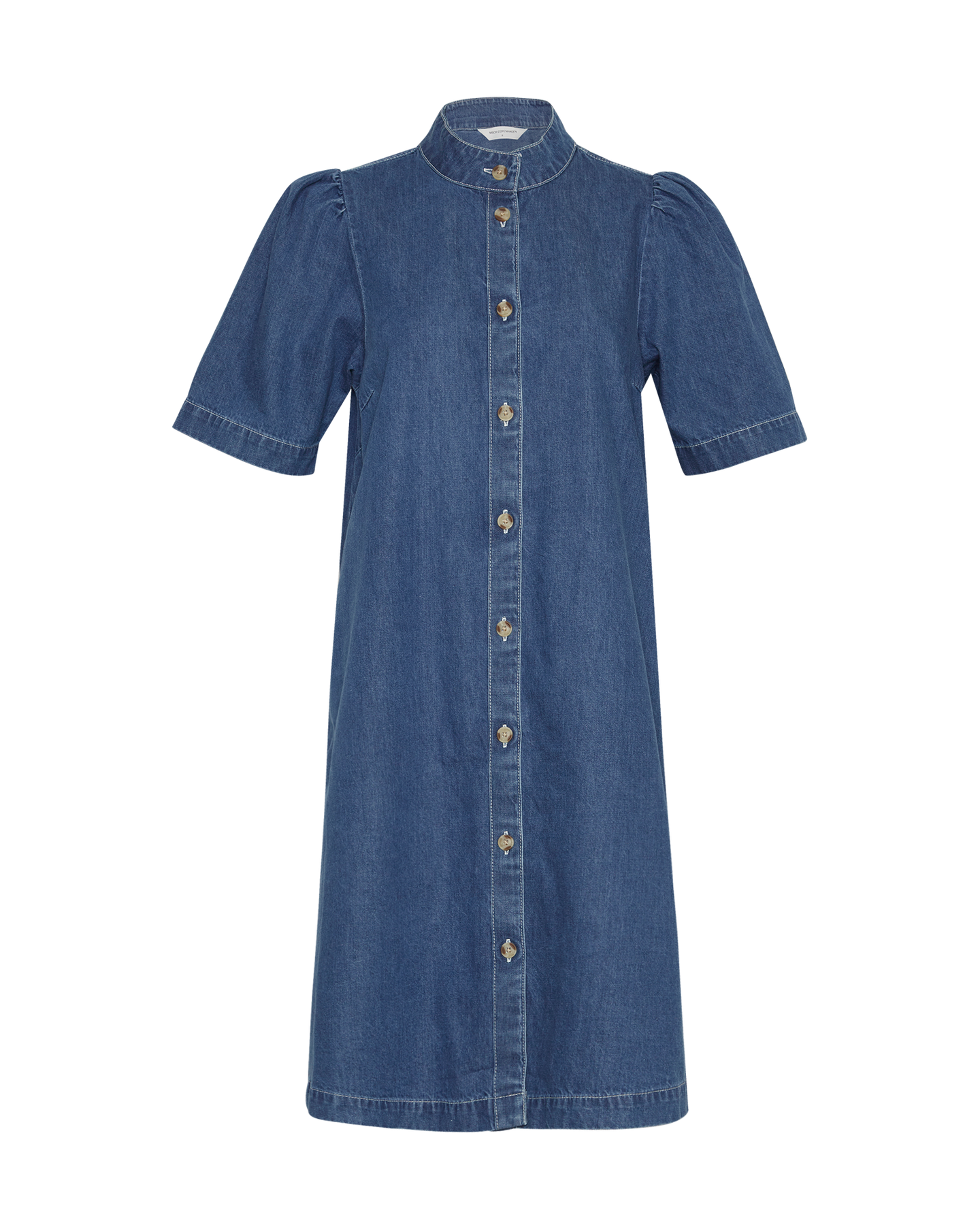 Shayla Ss Shirt Dress - Mid Blue Wash
