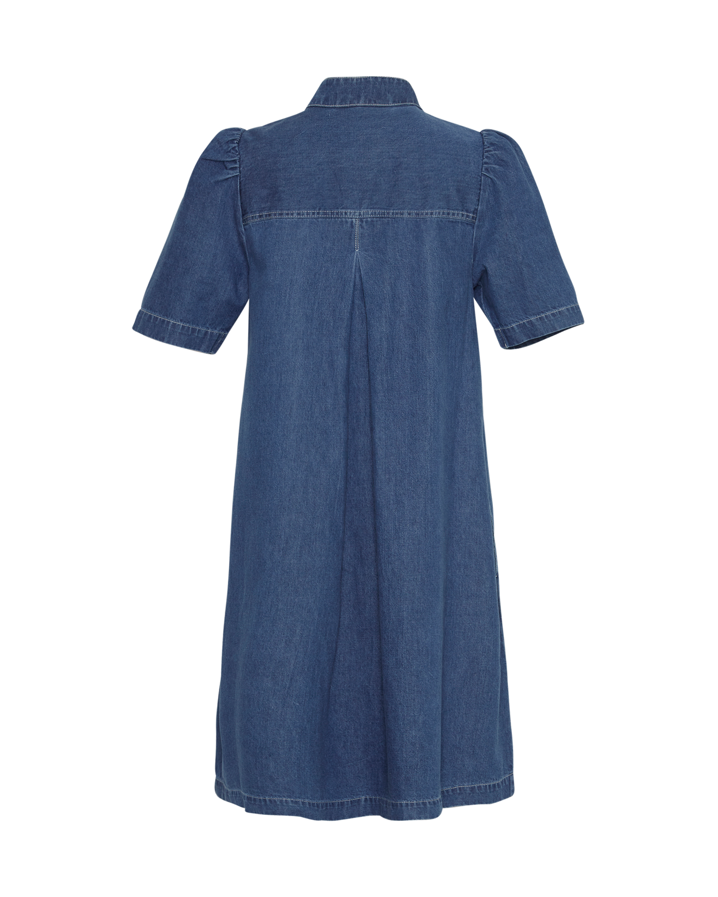 Shayla Ss Shirt Dress - Mid Blue Wash