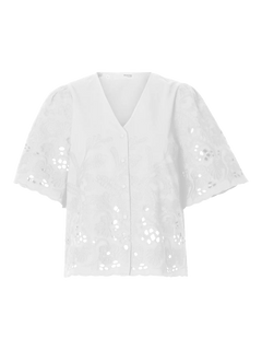 Dahlia Ss Broderi Shirt Noos - Bright White