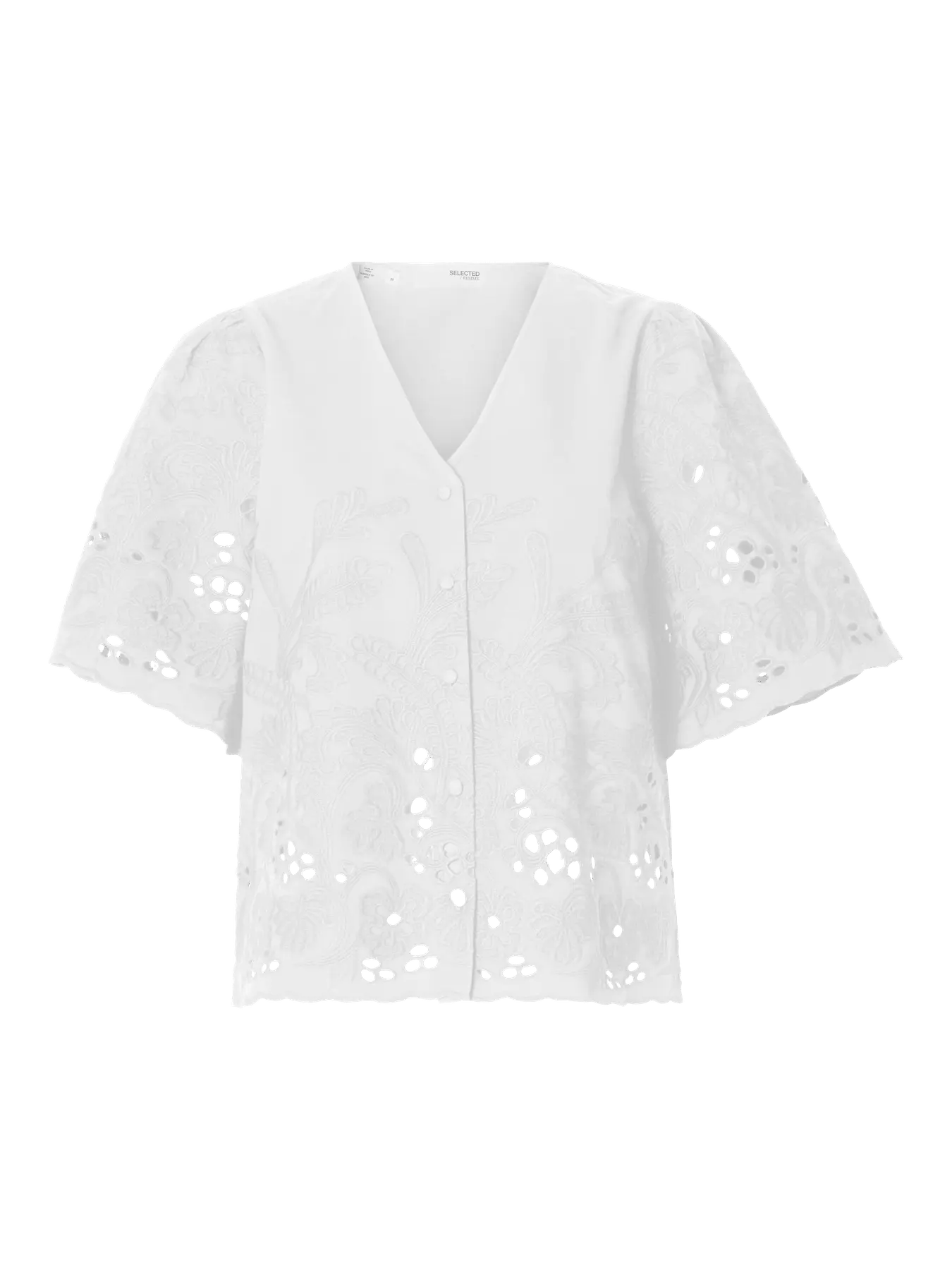 Dahlia Ss Broderi Blus Noos - Bright White