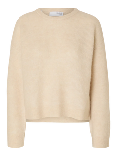 Sia Ras Ls Knit New O-Neck - Birch Melange