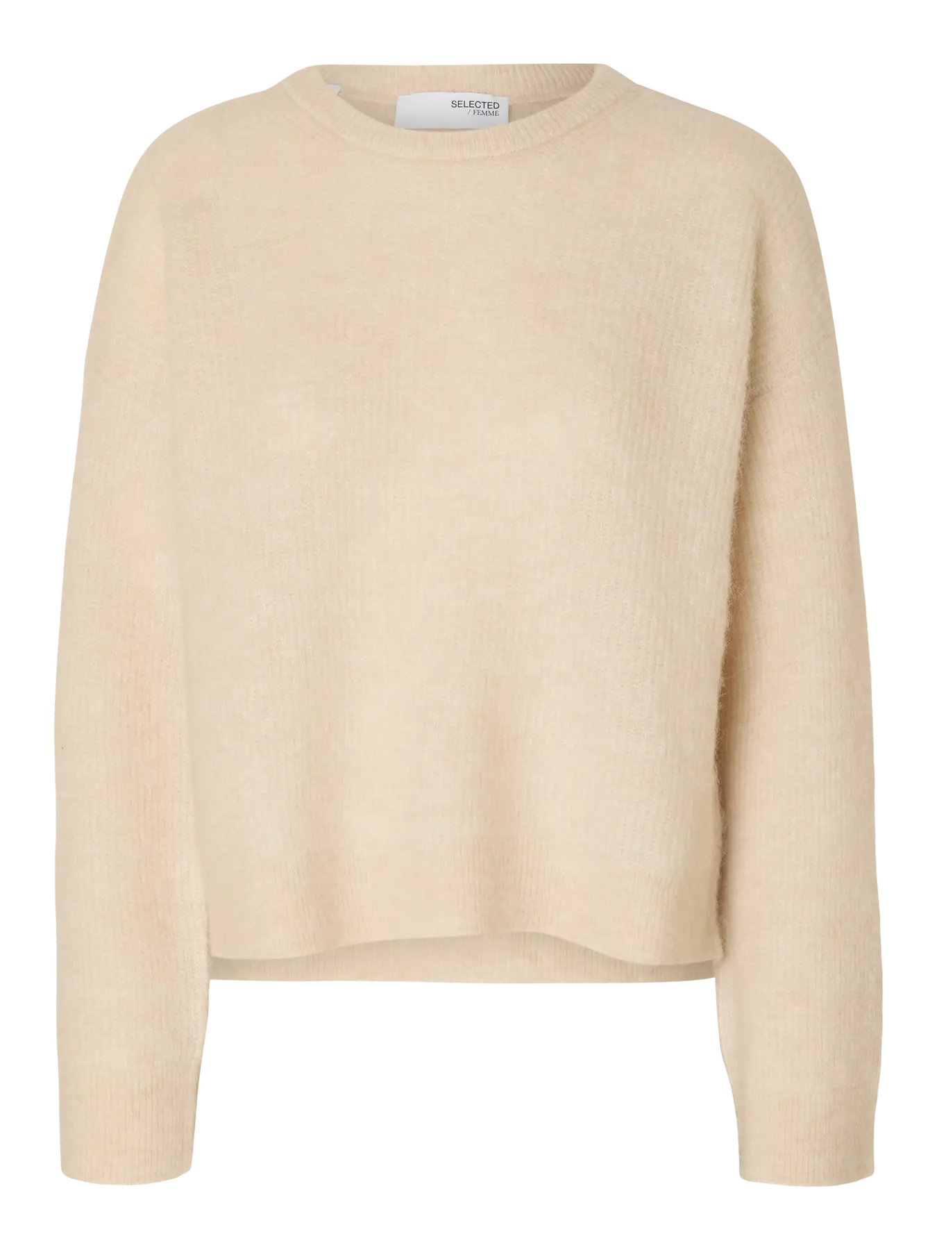 Sia Ras Ls Knit New O-Neck - Birch Melange