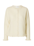 Selected Femme Lulu Frill Ls Knit Cardigan - Snow White Melange