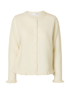 Lulu Frill Ls Knit Cardigan - Snow White Melange