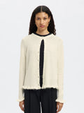 Selected Femme Lulu Frill Ls Knit Cardigan - Snow White Melange