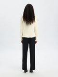 Selected Femme Lulu Frill Ls Knit Cardigan - Snow White Melange