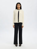 Selected Femme Lulu Frill Ls Knit Cardigan - Snow White Melange
