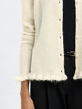Selected Femme Lulu Frill Ls Knit Cardigan - Snow White Melange