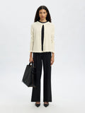 Selected Femme Lulu Frill Ls Knit Cardigan - Snow White Melange