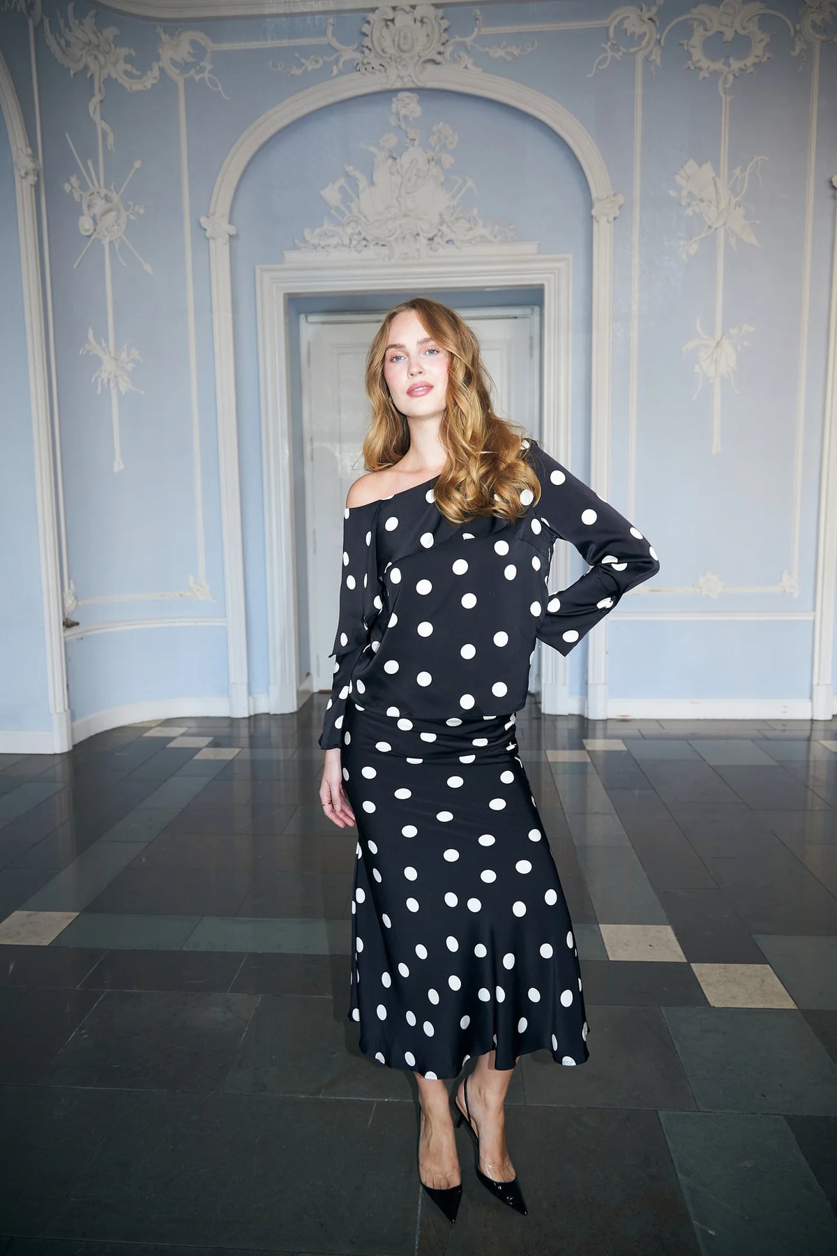 Maiden Skirt - Svart/Vit Prickig