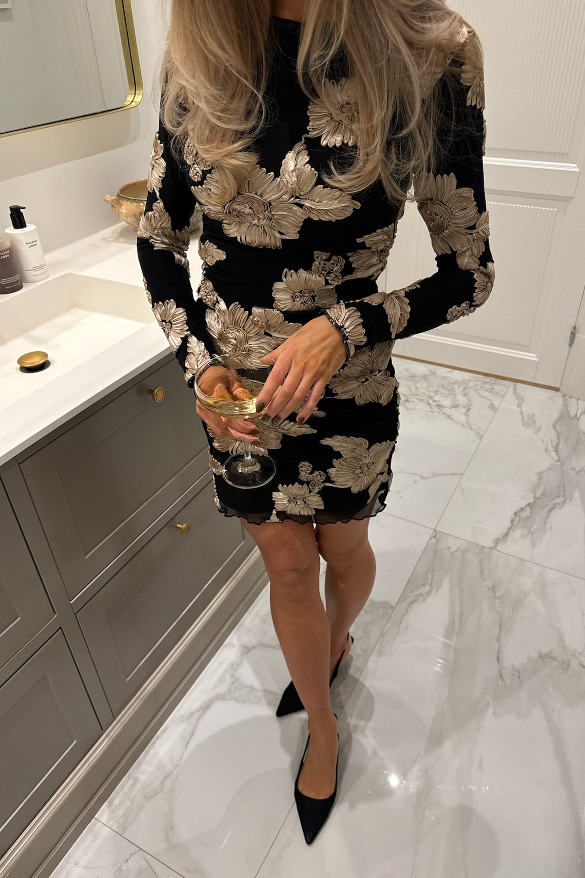 Majaic Mesh Dress - Svart/Beige Blommig