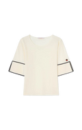Malia Contrast Top - Ecru/Black