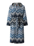Marea Hooded Bathrobe - Blå/Vit