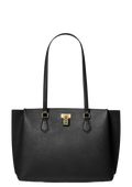 Ruby Large Saffiano Leather Tote Bag - Black/Gold