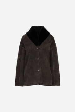 Melli Shearling Jacket - Dark Brown Suede
