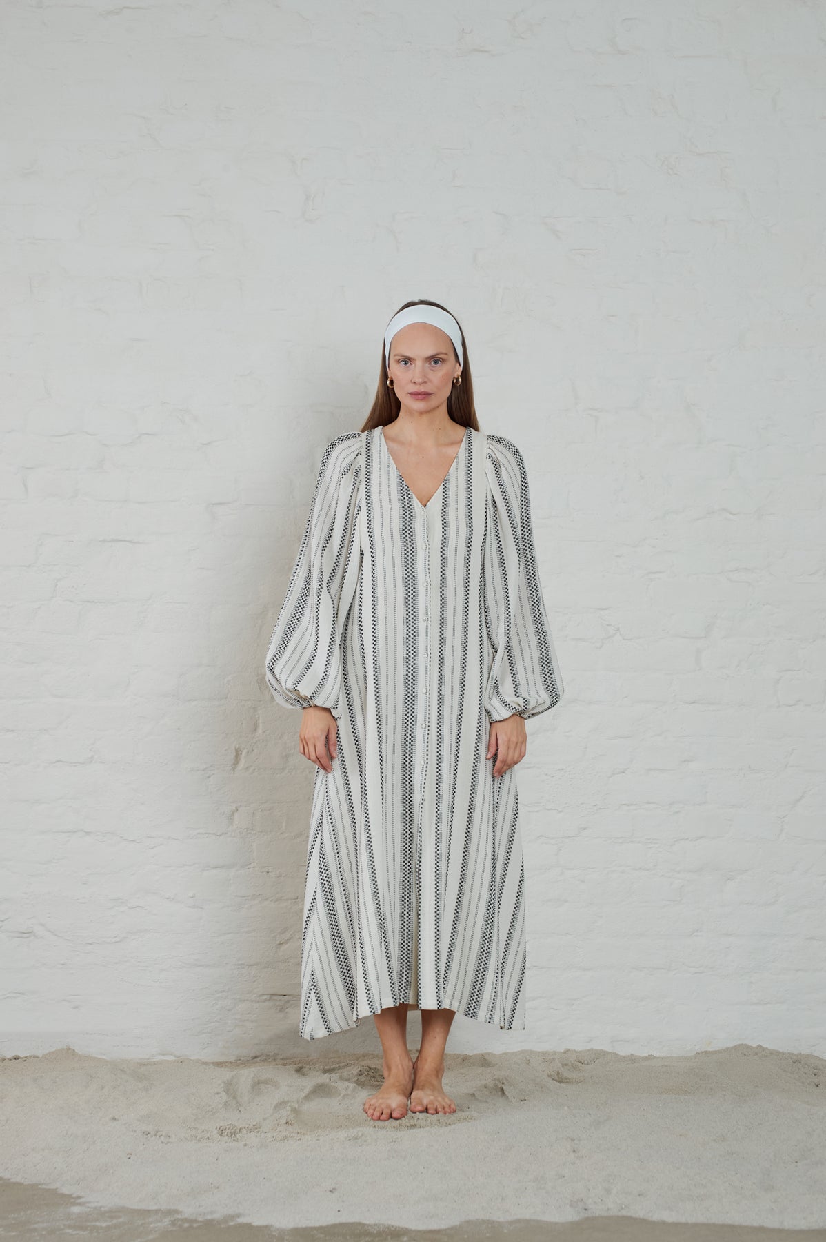 Milla Striped Gauze - Ecru/Black