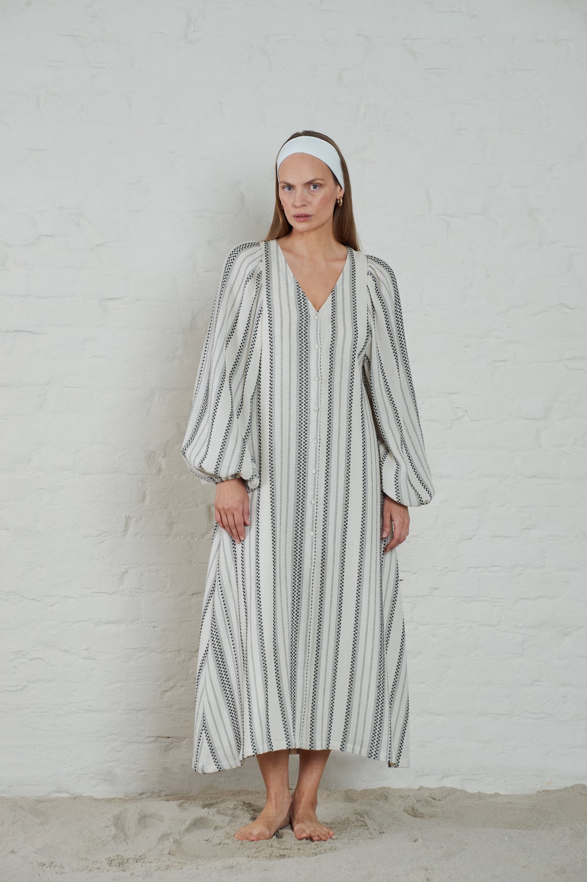 Milla Striped Gauze - Ecru/Black