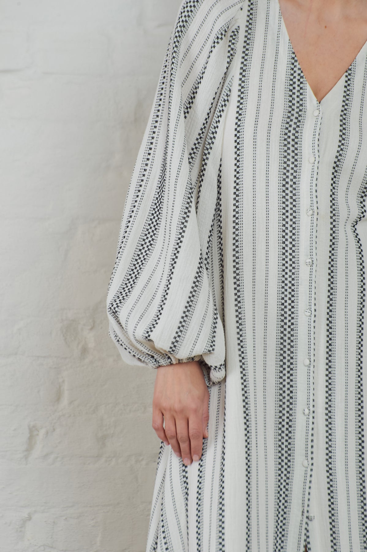 Milla Striped Gauze - Ecru/Black