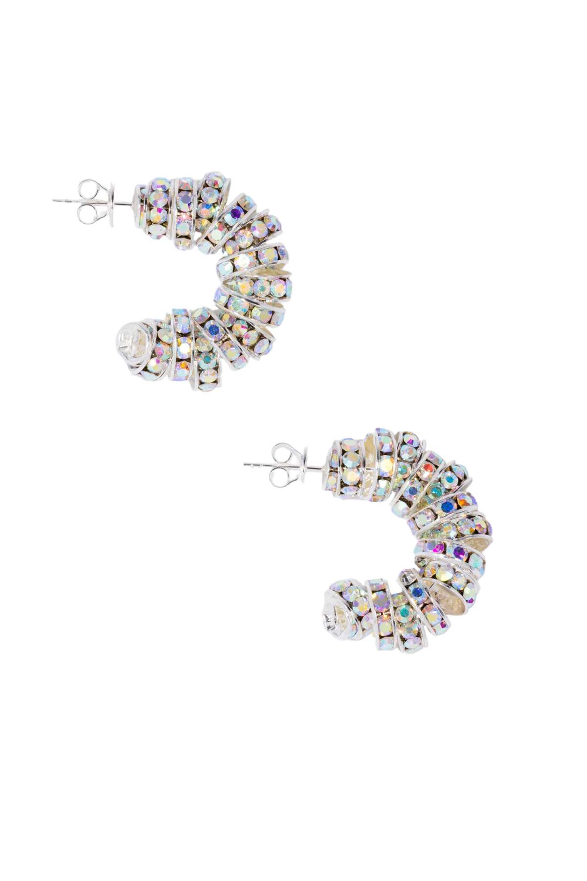 Mini Diamond Hoops - Silver
