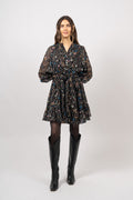 Gertrude Gold Botanical Dress - Black