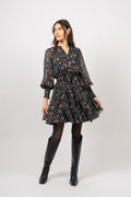 Gertrude Gold Botanical Dress - Black