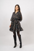 Gertrude Gold Botanical Dress - Black