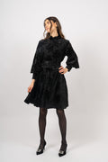 Saga Velvet Flower Dress - Black