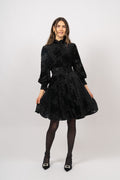 Saga Velvet Flower Dress - Black