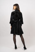 Saga Velvet Flower Dress - Black