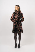 Saga Wide Velvet Dress - Black Pink Velvet
