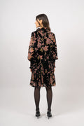 Saga Wide Velvet Dress - Black Pink Velvet