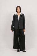 Mya Herringbone Blazer - Black