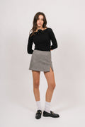Lea Herringbone Mini Skirt - Light Grey