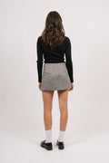 Lea Herringbone Mini Skirt - Light Grey