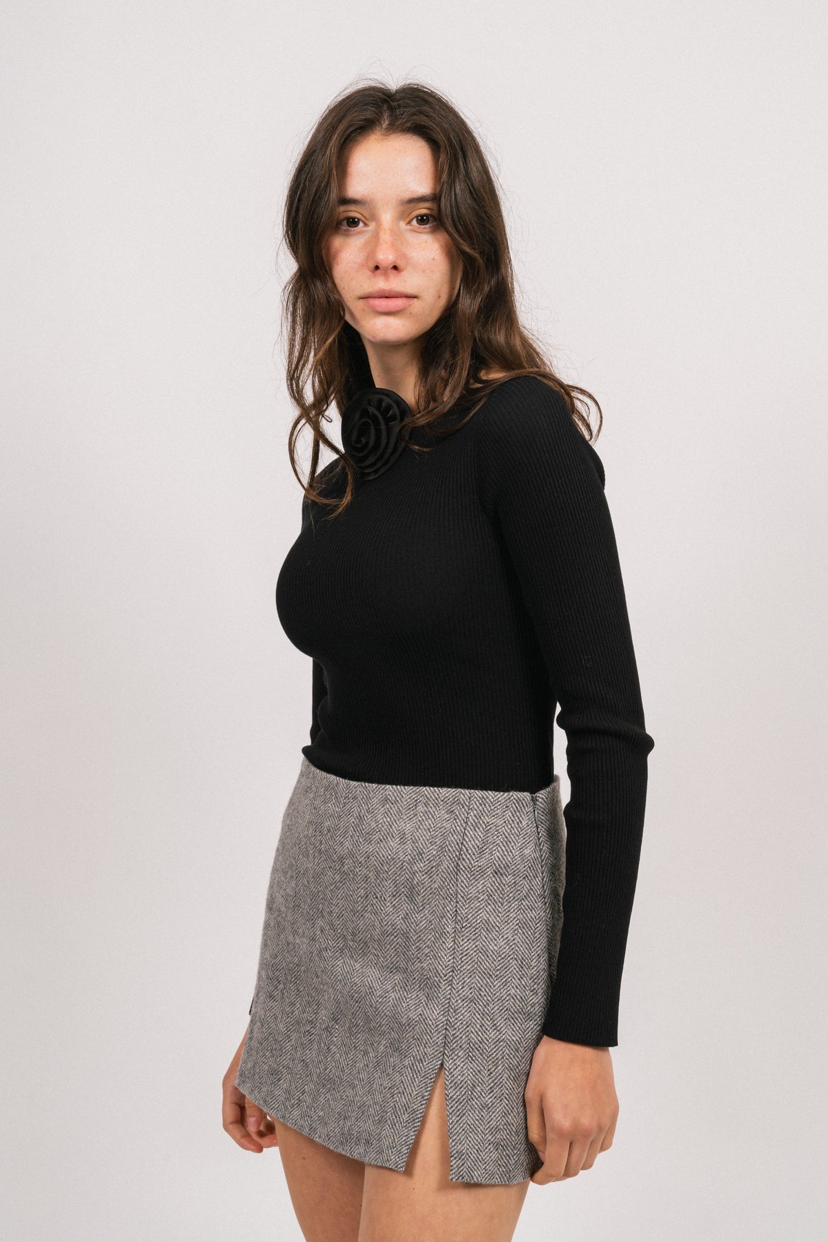 Corine Knit Ls Top - Black