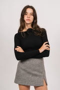 Lea Herringbone Mini Skirt - Light Grey